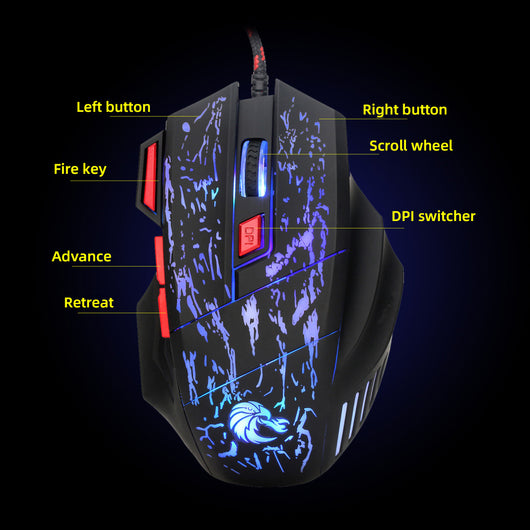 Ratón Gaming Luminoso con Efecto Agua Fractal - Conexión Alámbrica - Image 5
