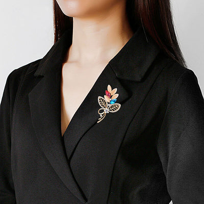 Broche de Aleación con Diamante Hueco y Hoja - Image 2