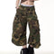 Shorts Cargo Retro Camuflados Cintura Alta Perna Larga