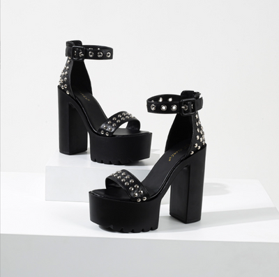 Sandalias Plataforma Tacón Alto Mujer Verano Remaches Talla Grande - Image 14