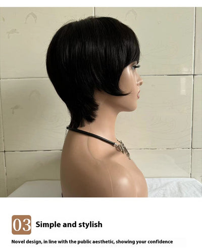 Peluca Corta Recta para Mujer con Cabello Humano Real - Image 11