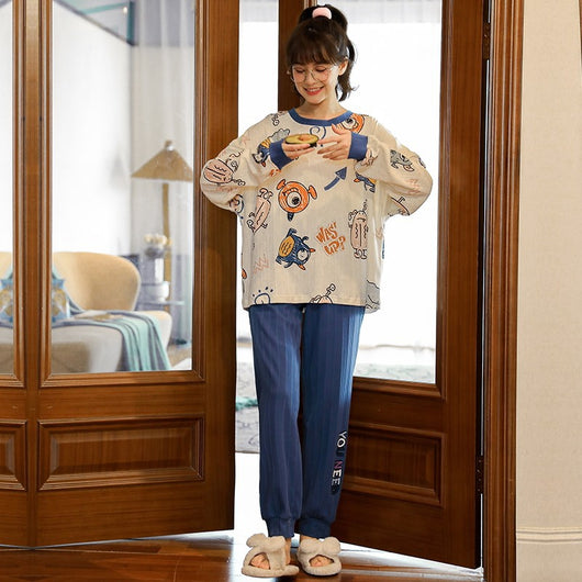 Pijama de Algodón para Otoño e Invierno con Pantalón Largo - Image 19