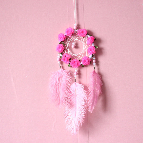 Atrapasueños con Plumas de Avestruz Rosa - Carillón Decorativo para Habitación - Image 6