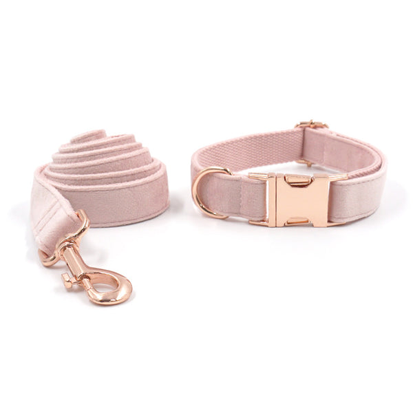 Collar y Correa para Mascotas Terciopelo Oro Rosa