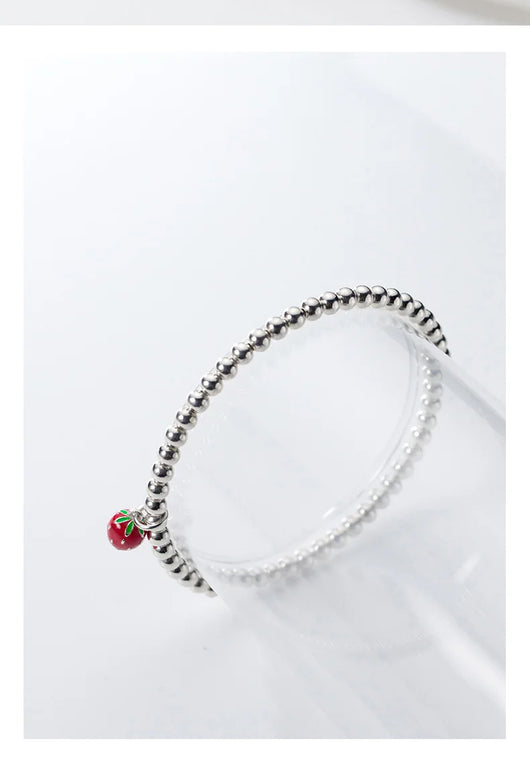 Pulsera de Plata S925 con Dije de Fresa Lacado Estilo Coreano - Image 10