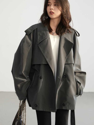 Abrigo Trench Oversize en Tencel con Doble Botonadura y Mangas Raglán - Image 3