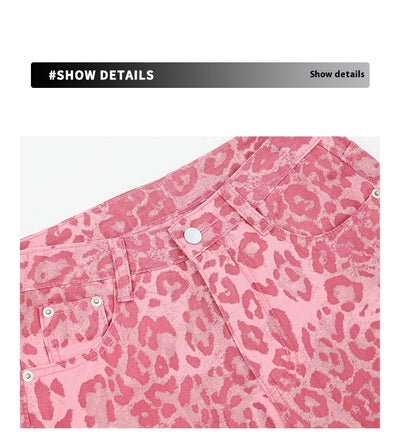 Pantalones Jeans Mujer Estampado Leopardo Corte Recto Holgado - Image 10