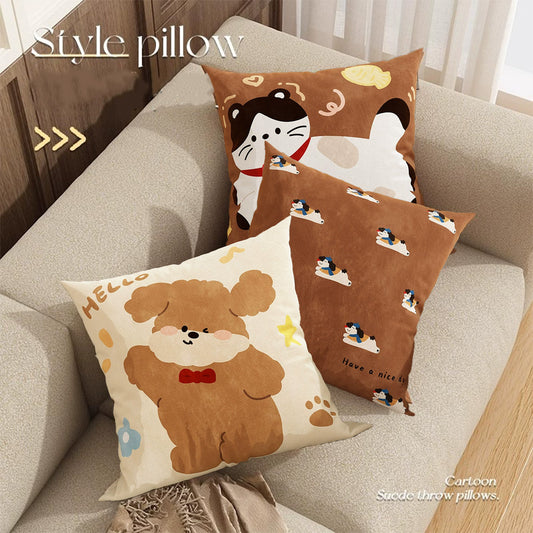 Funda de Almohada Decorativa Perrito Adorable 45x45cm para Sofá y Hogar