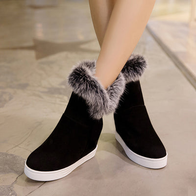 Botas de Nieve Cortas para Mujer con Cuello de Pelaje Acolchadas - Image 18