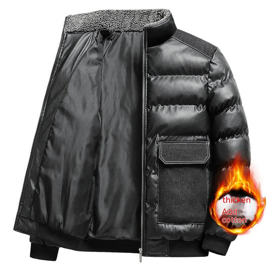 Chamarra de Algodón y Piel con Cuello Alto para Hombre - Image 2