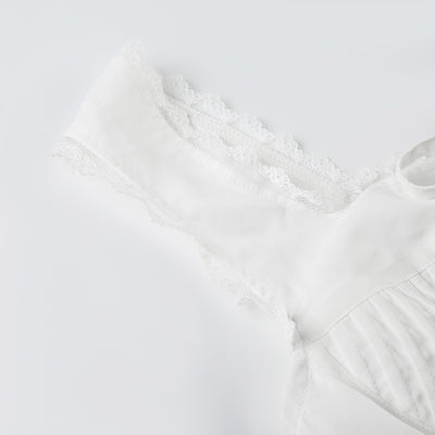 Blusa Encaje Blanca Ajustada Estilo Europeo y Americano para Niñas - Image 15