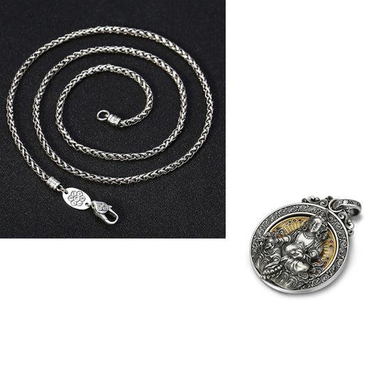 Colgante de Plata 925 con Mantra de Seis Caracteres y Bronce Giratorio - Image 6