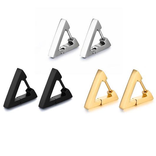 Aros Triangulares de Acero Inoxidable para Hombre y Mujer - Diseño Punk Hip Hop - Image 25