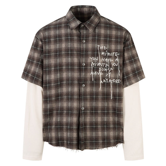 Camisa Hombre Otoño Manga Larga Tie-Dye Cuadros Estilo Retro Americano - Image 6
