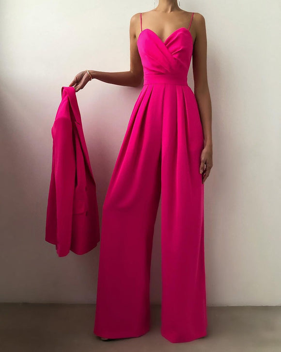 Pantalón Jumpsuit con Tirantes Cintura Recta