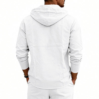 Camisa Hoody de Lino Transpirable para Hombre - Manga Larga Casual - Image 39