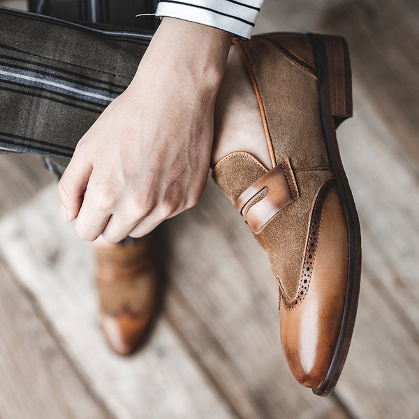 Zapatos Casuales de Cuero Estilo Británico Retro para Hombre