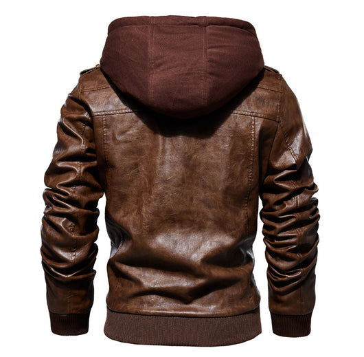 Chaqueta de Cuero PU con Capucha para Hombre - Image 13