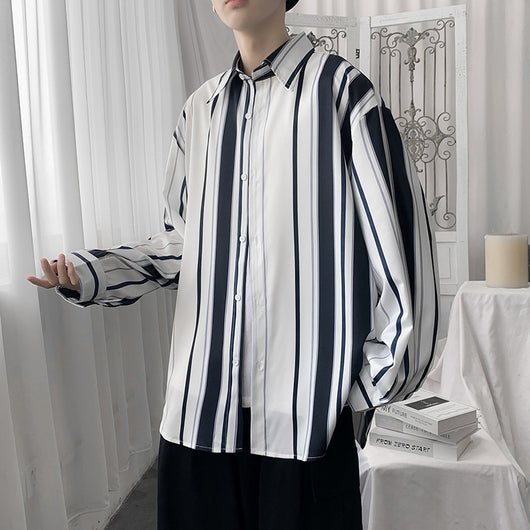 Camisa Retro a Rayas Estilo Hong Kong para Hombre con Diseño Exclusivo - Image 4