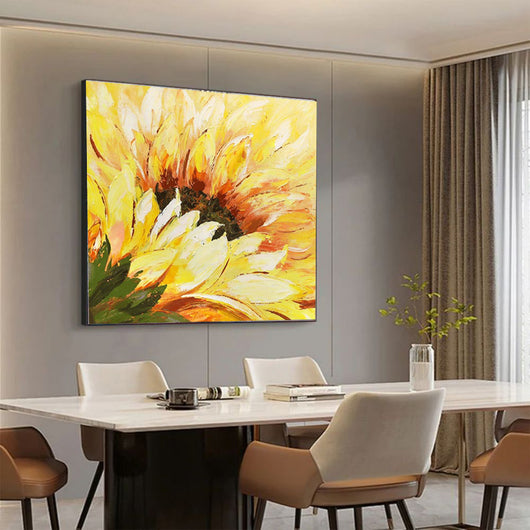 Cuadro Abstracto Girasoles Óleo sobre Lienzo Pintura Moderna Decoración Hogar Oficina - Image 4