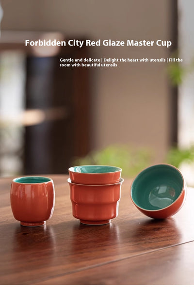 Taza de Té Cerámica Rojo Prohibido Alta Temperatura con Esmalte Artesanal - Image 6