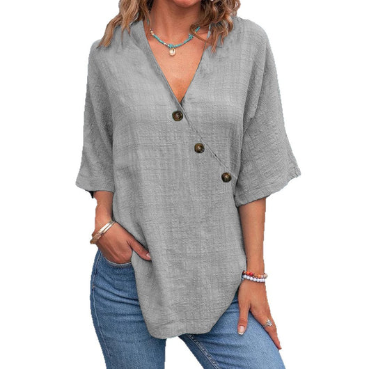 Blusa de Lino Puro con Botones - Colores Lisos - Image 5