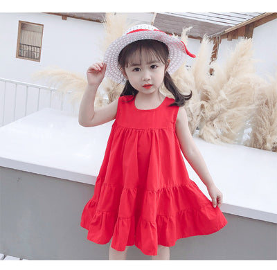 Vestido Infantil Sin Mangas Cuello Redondo - Colores Sólidos Verano - Image 4