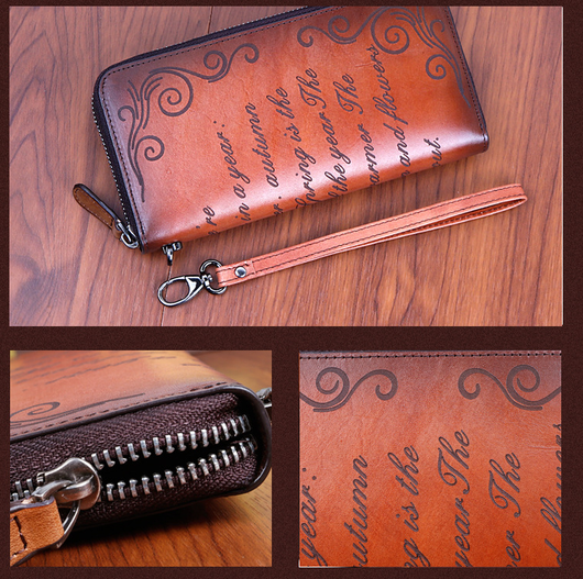 Cartera de Mano Clutch en Cuero Vacuno Genuino Acabado Artesanal - Image 9