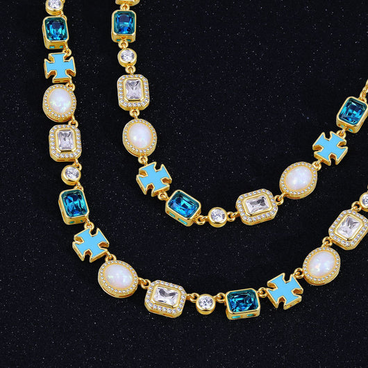 Collar Crucifijo para Hombre con Diseño de Gota Mixta y Efecto Aceite - Image 18