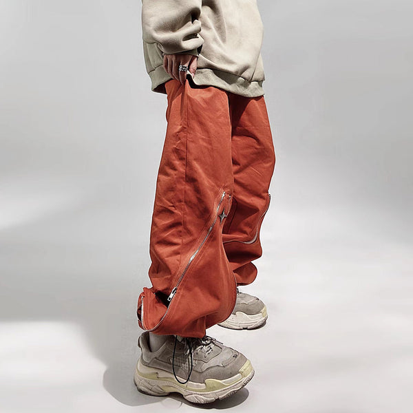 Pantalones Rectos Funcionales con Cierre y Corte Relajado
