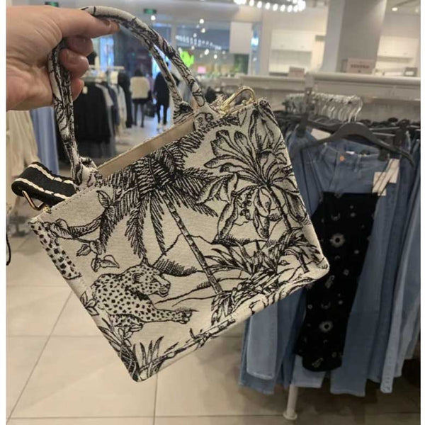 Bolsa Tote de Lona Bordada con Gran Capacidad - Bolsa de Compras Portátil