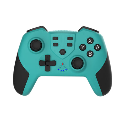 Black wireless Bluetooth gamepad with red left grip and blue right grip, dual joysticks, and action buttons. - Image 11