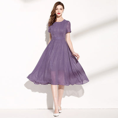 Vestido Morado con Patchwork de Encaje para Mujer - Image 15