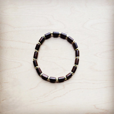 **Wood with gold accent beaded bracelet 807ss