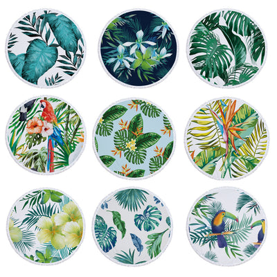 Toalla Redonda de Microfibra con Estampado de Hojas Tropicales - Image 16