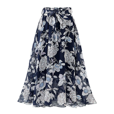 Falda Bohemia Floral de Gasa Estampada Largo Medio - Image 10