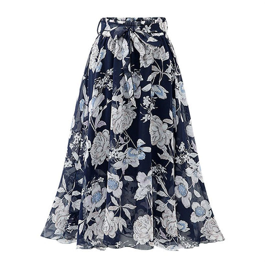 Falda Bohemia Floral de Gasa Estampada Largo Medio - Image 10