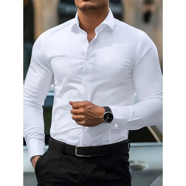 Camisa Inteligente Casual para Hombre Bolubao - Diseño Minimalista de Color Sólido - Image 6