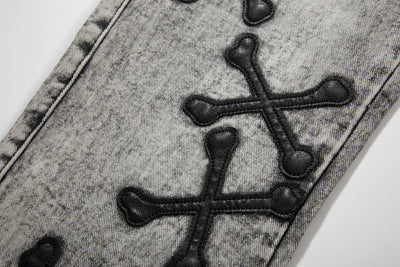 Jeans Slim Fit Gris Lavado con Parche de Calavera - Estilo Urban - Image 15