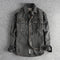 Camisa Denim Retro Británica a Rayas Negras y Grises para Hombre
