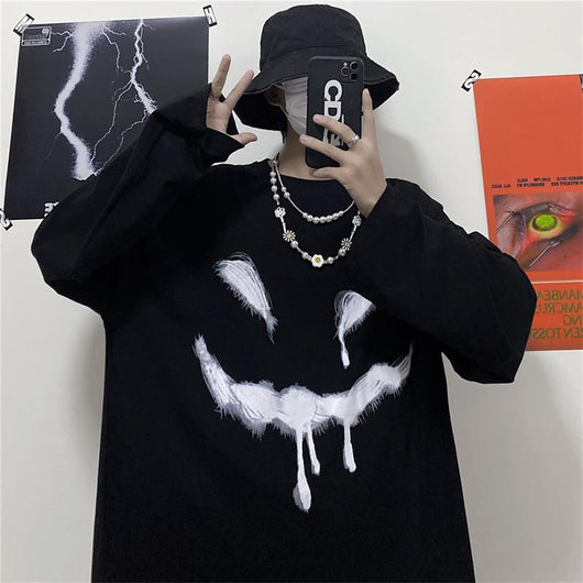 Camiseta Harajuku Estampada de Manga Larga Unisex