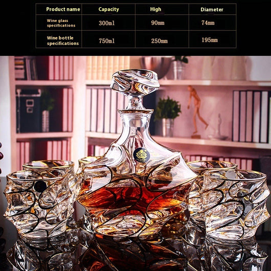 Juego de Copas de Cristal para Whisky y Vino con Detalles Dorados - Image 13