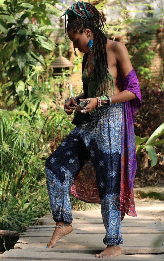 Pantalones Yoga Sueltos con Estampado Étnico y Cintas en Tobillos para Mujer - Image 18