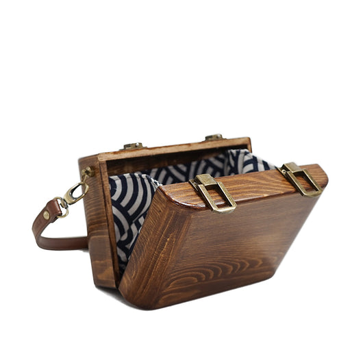 Bolso Mensajero Literario Retro de Madera con Doble Hebilla para Mujer - Image 6