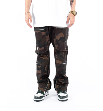 Pantalones Acampanados Camuflaje Retro con Bolsillos Cremallera - Estilo Street Unisex - Image 11