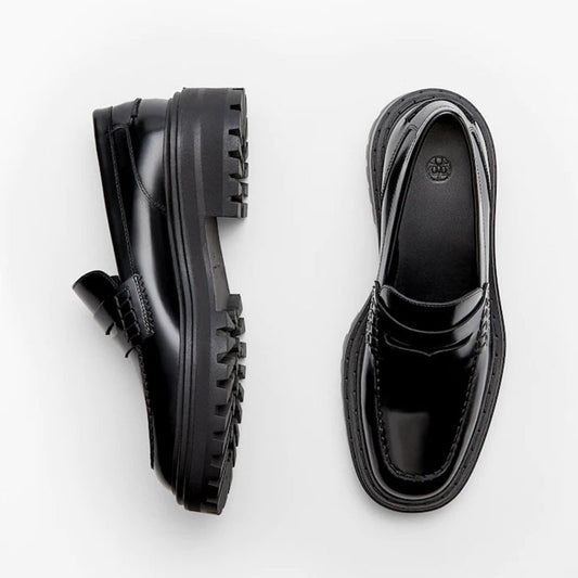 Zapatos Casuales de Cuero Genuino con Suela Reforzada y Punta Redonda