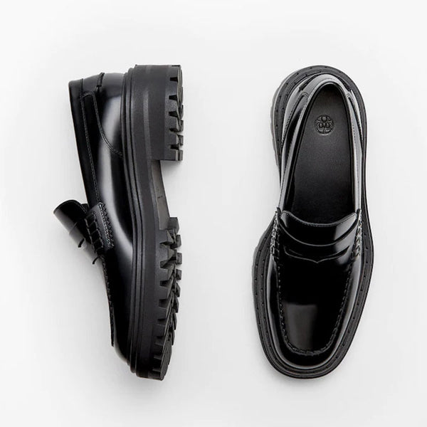 Zapatos Casuales de Cuero Genuino con Suela Reforzada y Punta Redonda