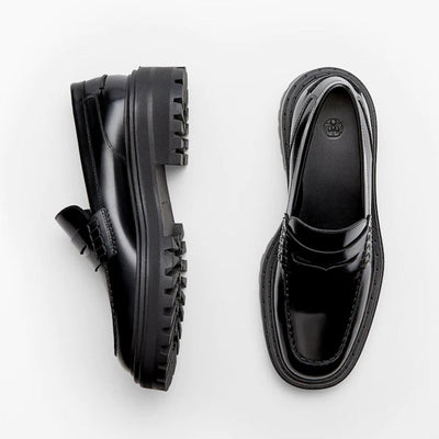 Zapatos Casuales de Cuero Genuino con Suela Reforzada y Punta Redonda