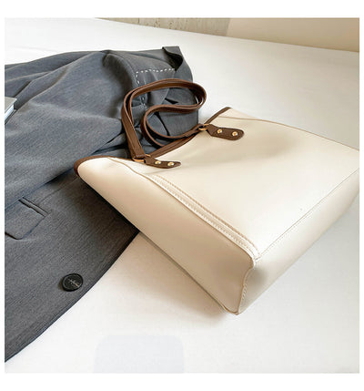 Bolsa Tote Retro Bicolor de Gran Capacidad - Estilo y Funcionalidad - Image 17
