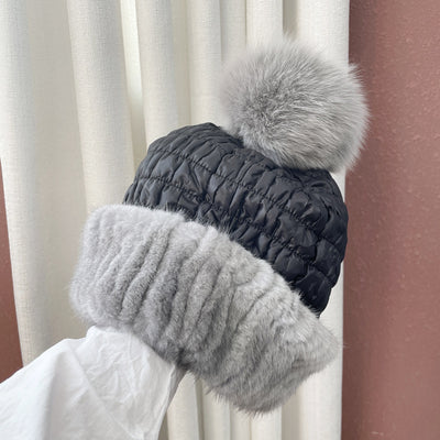 Gorro de Invierno Cálido con Pelaje de Visón y Pompón de Zorro - Image 14
